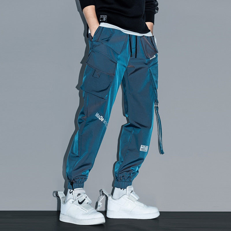 Casual Cargo Pants  Reflective Techwear Male