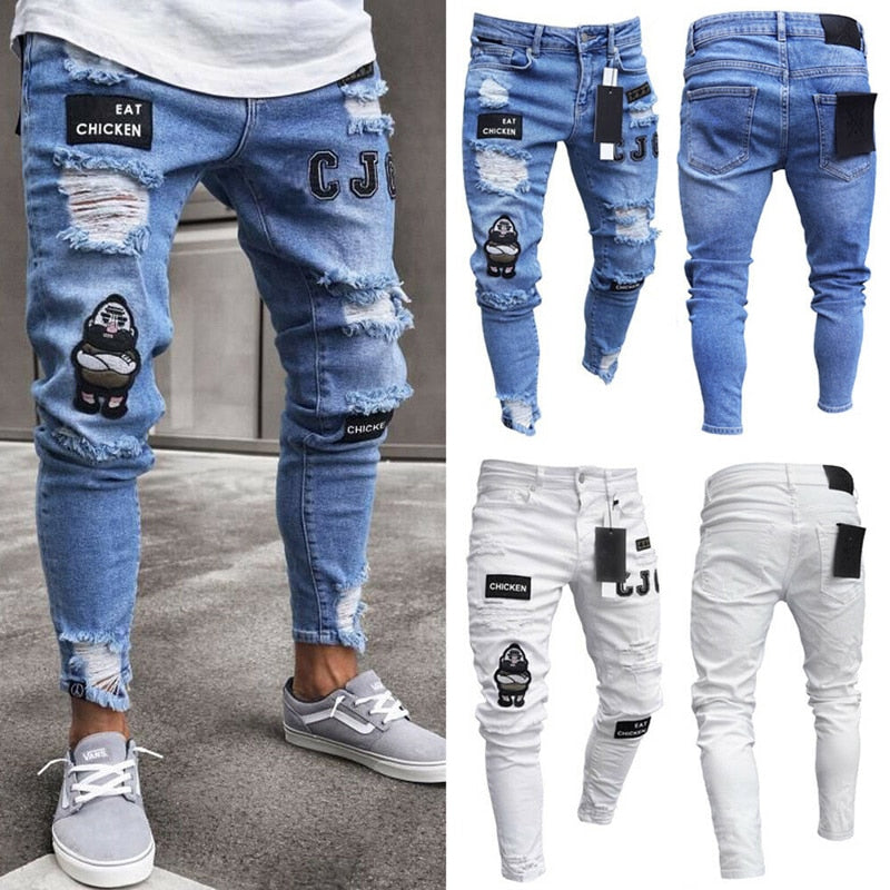 Men Jeans Stretchy Skinny Streetwear