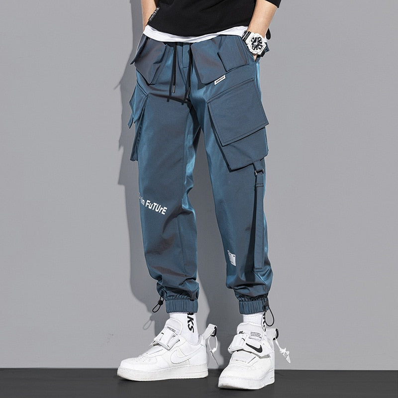 Casual Cargo Pants  Reflective Techwear Male