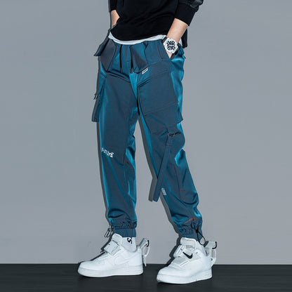 Casual Cargo Pants  Reflective Techwear Male