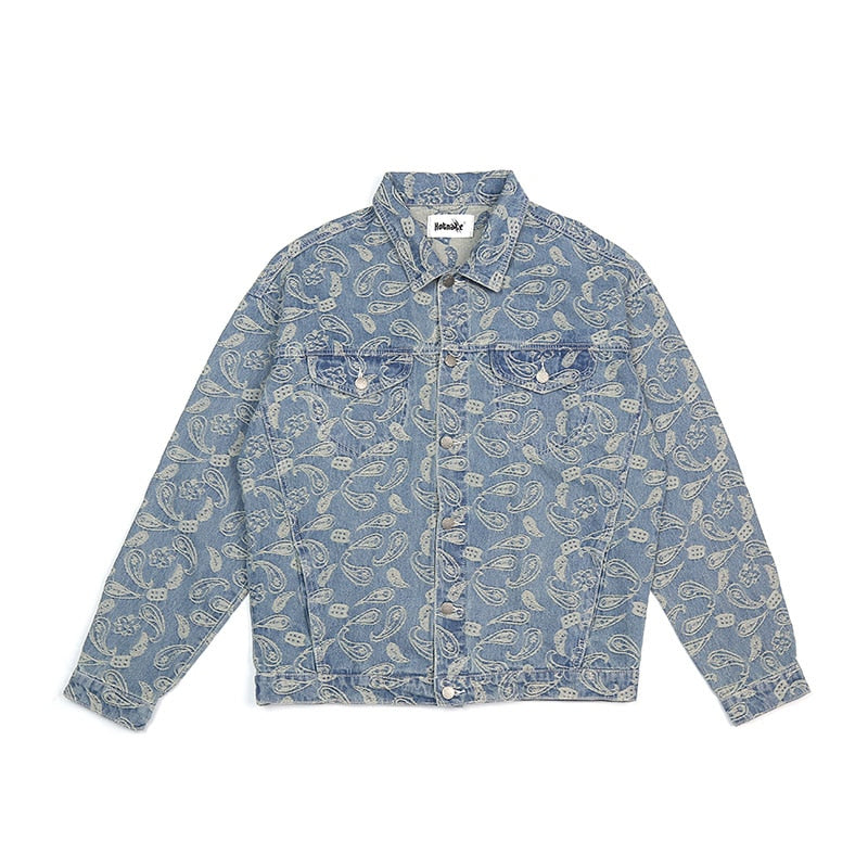 Cashew Print Jeans Jacket Men