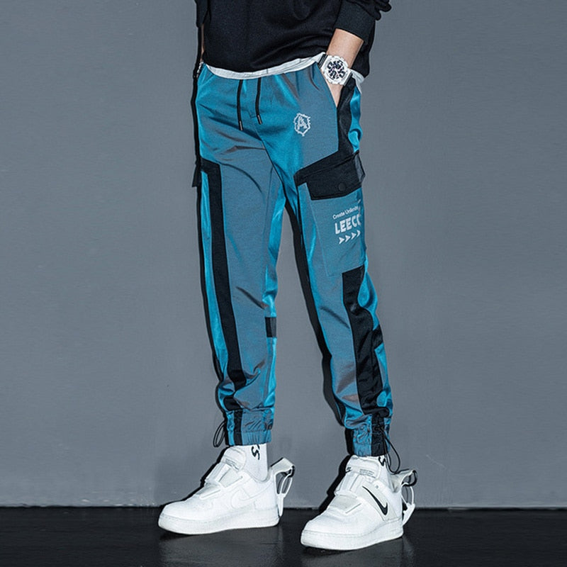 Casual Cargo Pants  Reflective Techwear Male