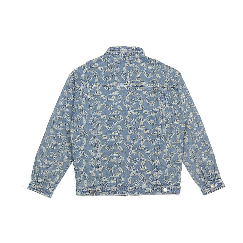 Cashew Print Jeans Jacket Men