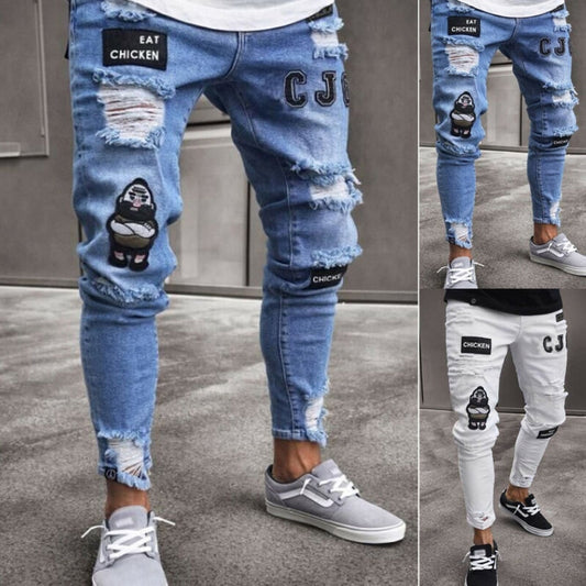 Men Jeans Stretchy Skinny Streetwear