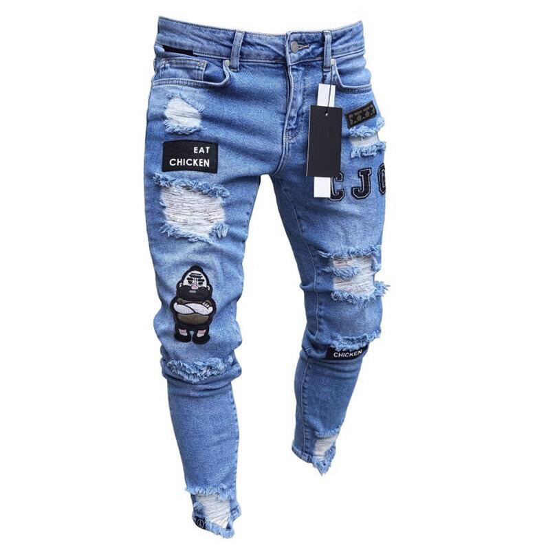 Men Jeans Stretchy Skinny Streetwear