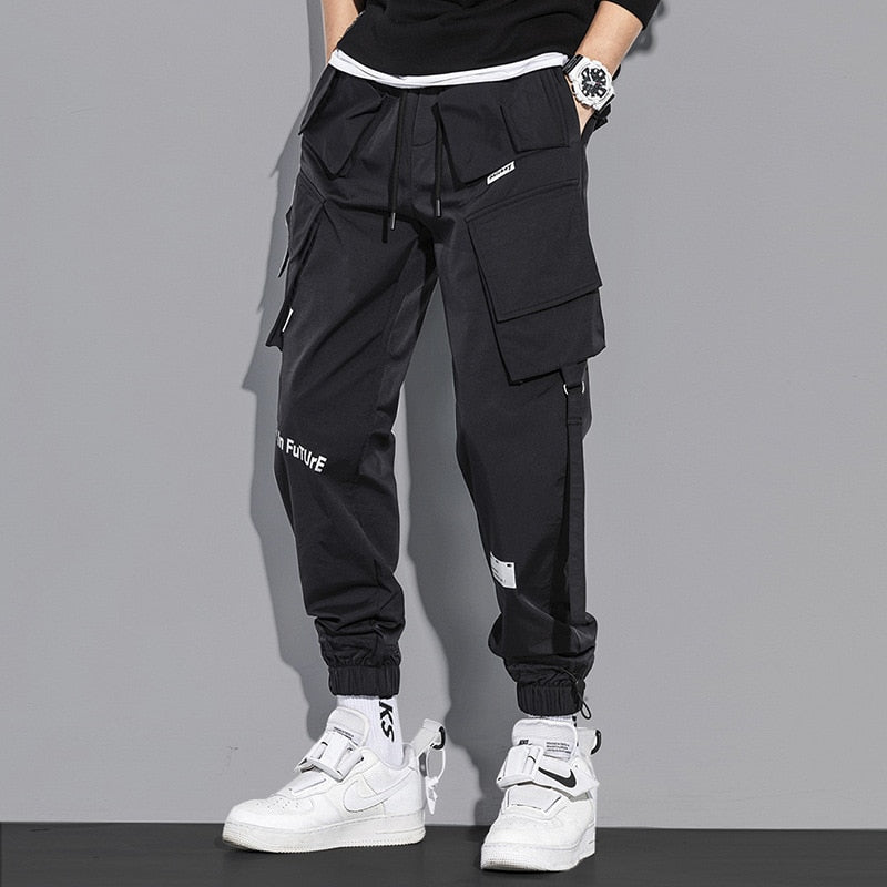 Casual Cargo Pants  Reflective Techwear Male