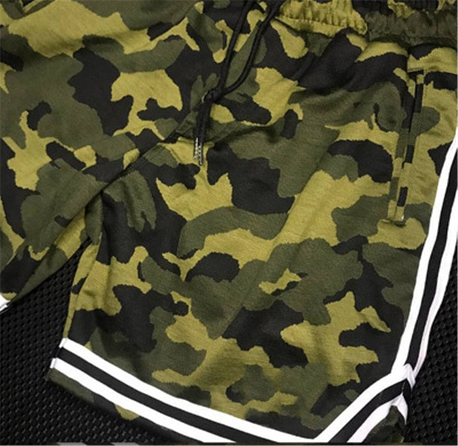 Camouflage Men Shorts Splicing Mesh Breathable Men's Fitness Sports Leisure Basketball Pants Outdoor Running Training Shorts