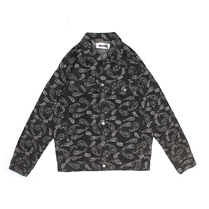 Cashew Print Jeans Jacket Men