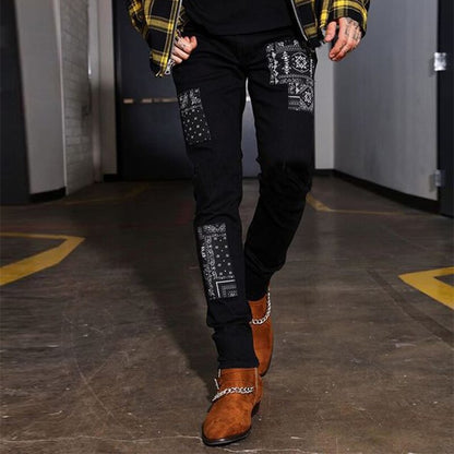 Black Biker Streetwear Skinny Jeans