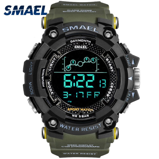 Mens Watch Military Water resistant SMAEL Sport watch Army led Digital wrist stopwatch