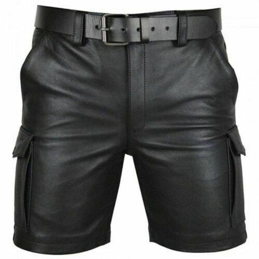 PU Leather Club Punk Style Shorts for Men