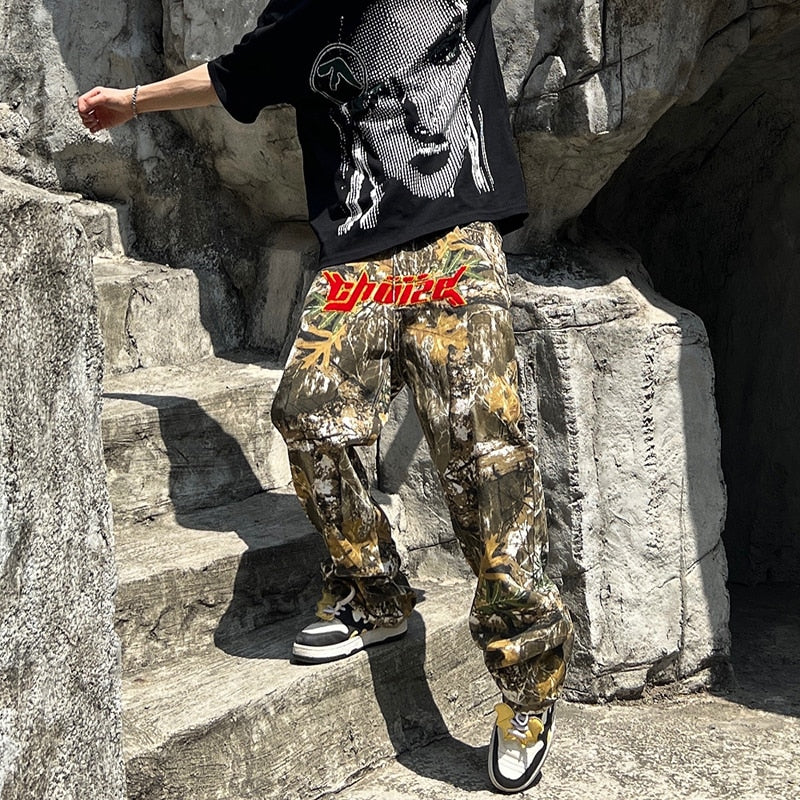 Embroidery Camouflage Cargos