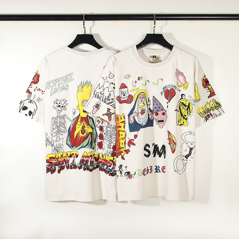 Hand-painted Graffiti Short Tshirt