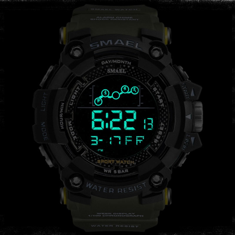 Mens Watch Military Water resistant SMAEL Sport watch Army led Digital wrist stopwatch