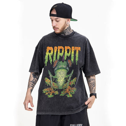 black source Half-Sleeve Graffiti T-Shirt