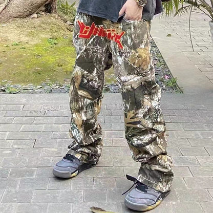 Embroidery Camouflage Cargos