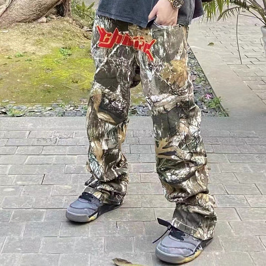 Embroidery Camouflage Cargos