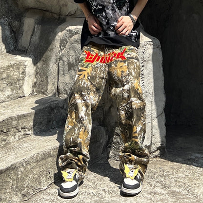 Embroidery Camouflage Cargos