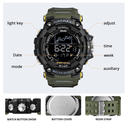 Mens Watch Military Water resistant SMAEL Sport watch Army led Digital wrist stopwatch