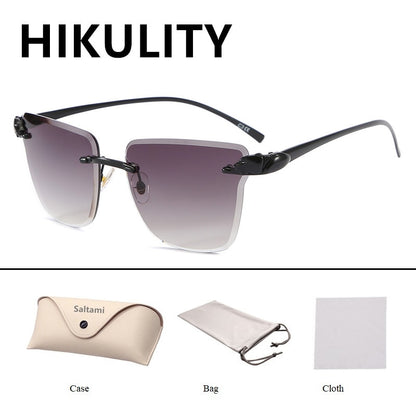 Rimless Square Leopard  Vintage Alloy Sunglasses For Men