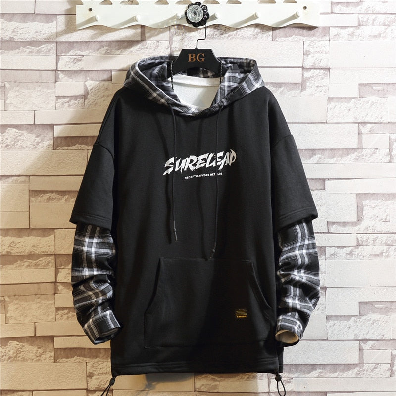 Wetailor Black Patchwork Hoodies